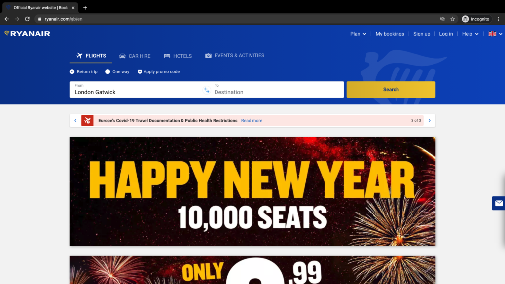 Ryanair website
