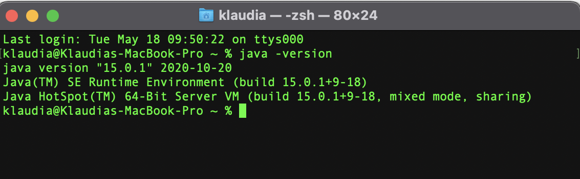 We can see the java version in terminal.