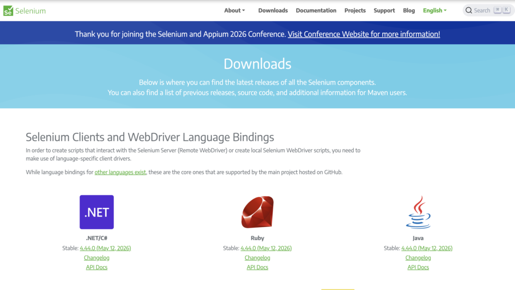 Selenium downloader page